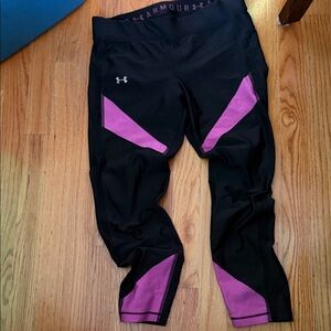 Under Armour Black capri Leggings with Purple Accents